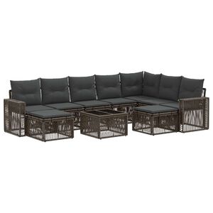 vidaXL Conjunto de Sof&aacute; de Jardim 10 unid. Cinza e Cinza Escuro