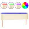 vidaXL Cabeceira de cama c/ LED 163x16x78/88 cm couro artificial cr&egrave;me