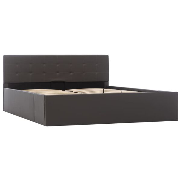 vidaXL Cama hidr&aacute;ulica c/ arruma&ccedil;&atilde;o 140x200cm couro artificial cinza