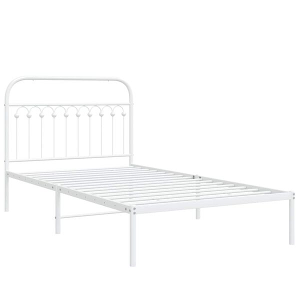 vidaXL Estrutura de cama em metal com cabeceira 107x203 cm branco