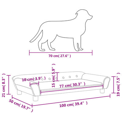 vidaXL Cama para cães 100x50x21 cm veludo rosa