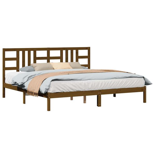vidaXL Estrutura de cama 200x200 cm madeira maciça castanho mel