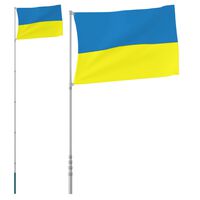 vidaXL Bandeira da Ucrânia e mastro 5,55 m alumínio