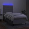 vidaXL Cama box spring c/ colch&atilde;o e LED 90x190 cm tecido cinza-claro