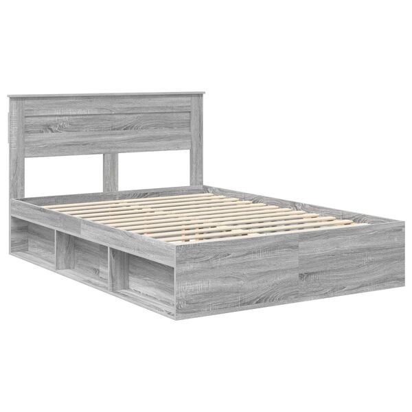 vidaXL Estrutura da Cama com colch&atilde;o Cinza Sonoma 150 x 200 cm