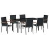vidaXL Conjunto de Jantar para Jardim 7 pcs Preto