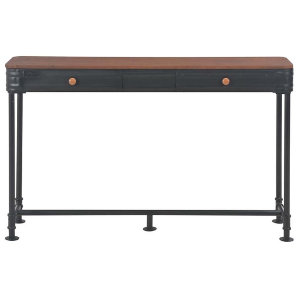 vidaXL Mesa consola com 2 gavetas 120x30x75 cm madeira de abeto maci&ccedil;a