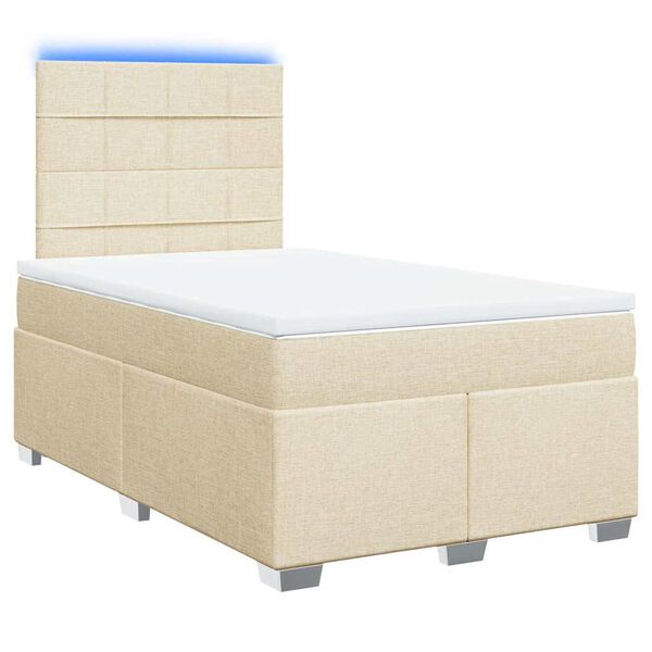 vidaXL Cama com molas/colch&atilde;o 120x200 cm tecido cor creme