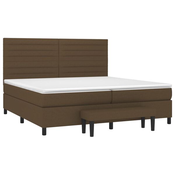 vidaXL Cama com molas/colch&atilde;o 200x200 cm tecido castanho-escuro