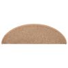 vidaXL Tapetes de escada 15 pe&ccedil;as 65x21x4 cm marrom claro semicircular grande