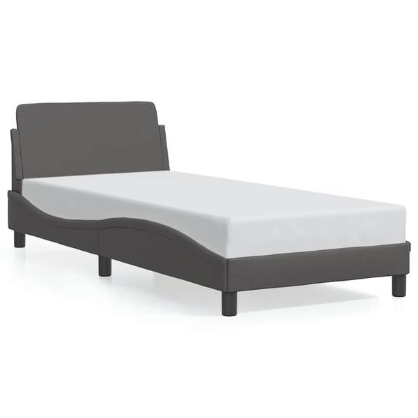 vidaXL Estrutura de cama Dover 90x200 cm couro artificial cinzento
