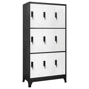 vidaXL Cacifo a&ccedil;o 90x45x180 cm antracite e branco