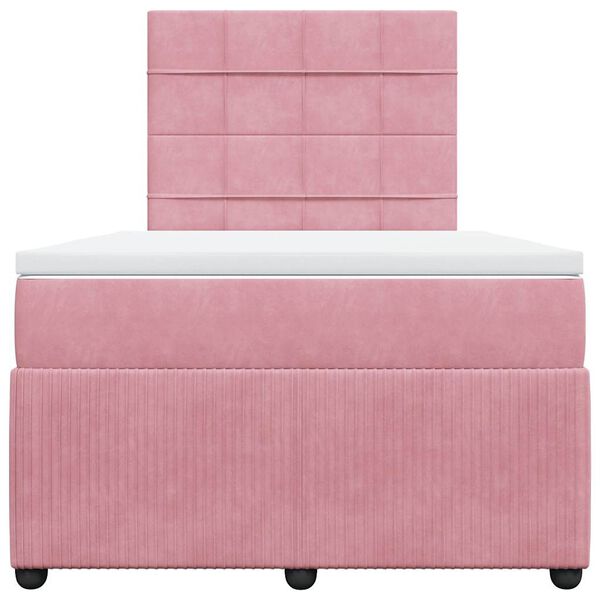 vidaXL Cama boxspring com colch&atilde;o 120x190 cm veludo rosa