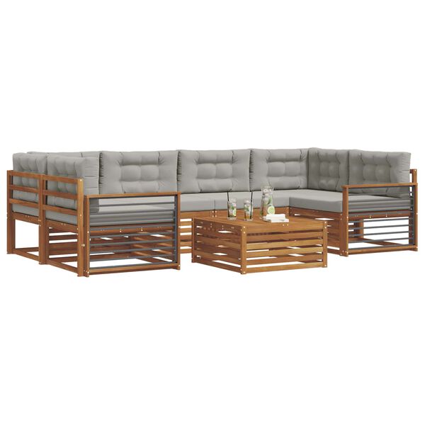 vidaXL Conjunto de Sof&aacute;s para Exterior 7 pcs Cinza Natural e Claro
