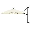 vidaXL Guarda-sol para jardim de parede c/ luzes LED 300 cm areia