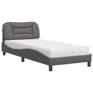 vidaXL Cama com colch&atilde;o Hvar 80x200 cm couro artificial cinzento