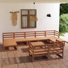vidaXL 10 pcs conjunto lounge de jardim pinho maci&ccedil;o castanho-mel