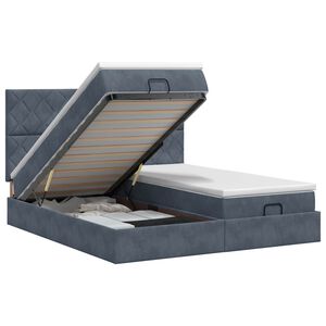 vidaXL Cama ottoman com colch&atilde;o 2 unid. Cinzento-Escuro Veludo