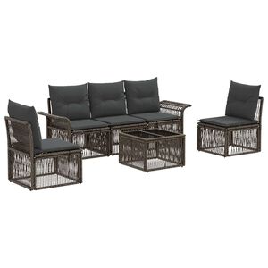 vidaXL Conjunto de Sof&aacute; de Jardim 6 pcs Cinzento vime PE