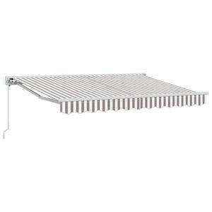 vidaXL Toldo Retr&aacute;til Manual Cinza Claro e Branco 3 x 2,5 m