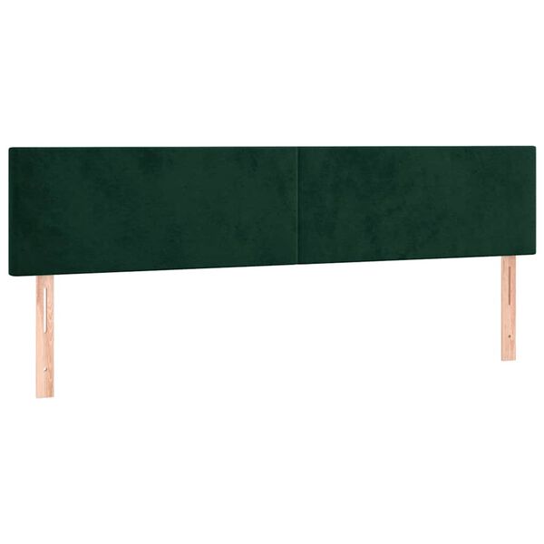 vidaXL Cabeceira de cama c/luzes LED veludo 200x5x78/88cm verde-escuro