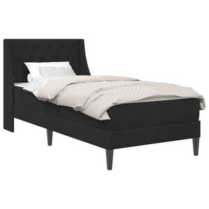 vidaXL Estrutura de cama com colch&atilde;o Preto 90 x 190 cm Veludo