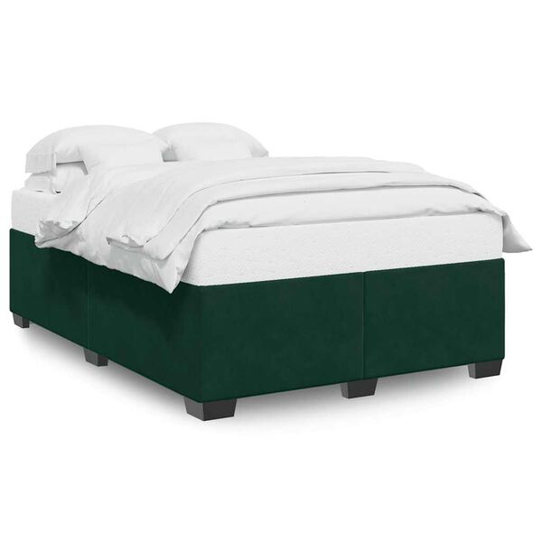 vidaXL Estrutura de cama sem colch&atilde;o 140x190 cm veludo verde-escuro