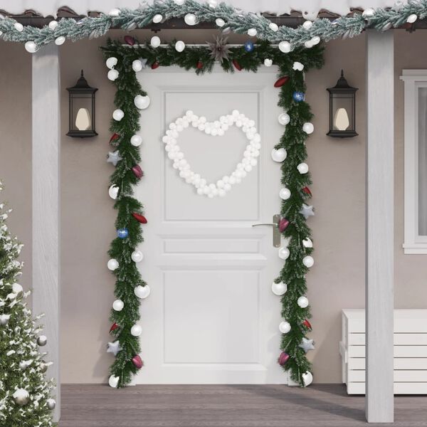 vidaXL Grinalda de Natal com bolas 175 cm poliestireno branco