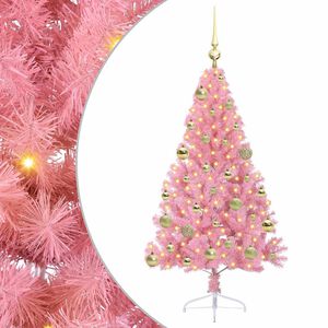 vidaXL &Aacute;rvore de Natal Artificial Pr&eacute;-iluminada Rosa 120 cm PVC