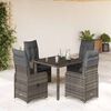 vidaXL 5 pcs conjunto bistr&ocirc; de jardim c/ almofad&otilde;es vime PE cinza