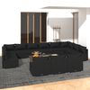vidaXL 13 pcs conjunto lounge de jardim c/ almofad&otilde;es vime PE preto