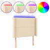 vidaXL Cabeceira de cama c/ luzes LED tecido 93x16x118/128cm cor creme