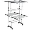 vidaXL Estendal com 2 prateleiras/rodas 60x70x106 cm prateado