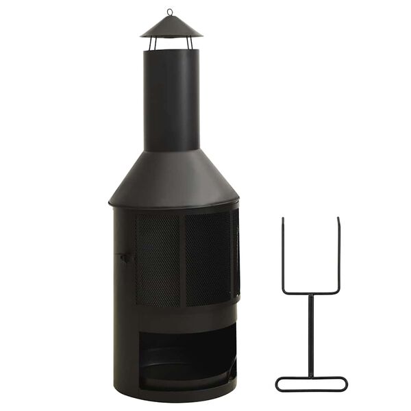 vidaXL Fog&atilde;o de jardim com grelha e ati&ccedil;ador 47x47x135,7 cm a&ccedil;o