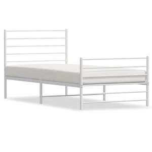 vidaXL Estrutura de cama com cabeceira e p&eacute;s 90x190 cm metal branco