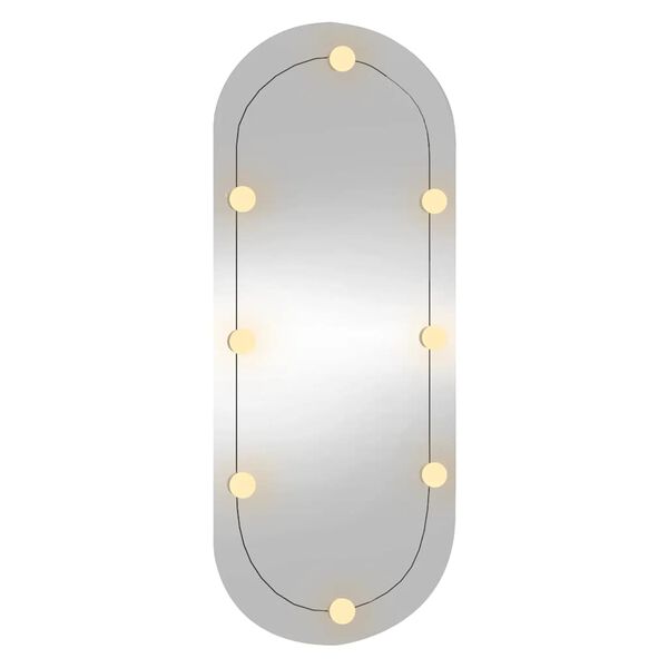 vidaXL Espelho de parede oval com luzes LED 25x60 cm vidro