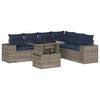 vidaXL Conjunto de sof&aacute; de jardim com 7 pe&ccedil;as e almofadas em rattan sint&eacute;tico cinza