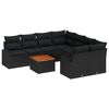 vidaXL Conjunto de Sofá de Jardim com almofada 9 pcs Preto vime PE