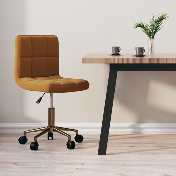 vidaXL Cadeira de jantar girat&oacute;ria veludo castanho