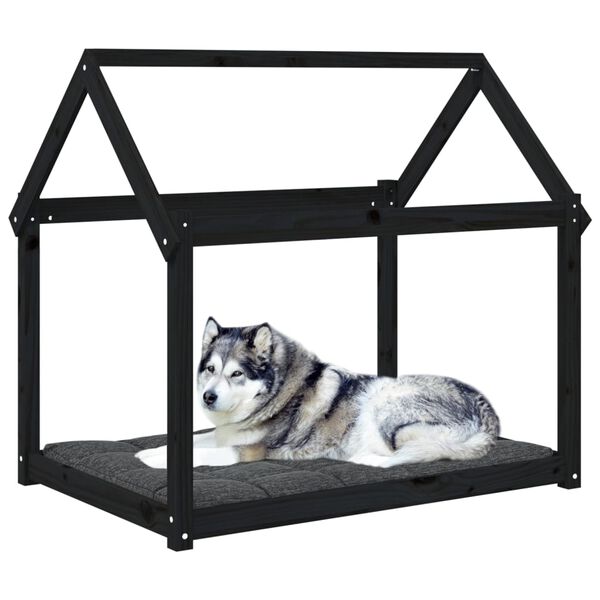 vidaXL Cama para c&atilde;es 111x80x100 cm madeira de pinho preto