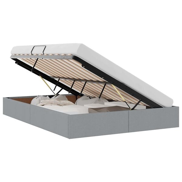 vidaXL Cama com Armazenamento Cinzento-claro 135 x 190 cm tecido