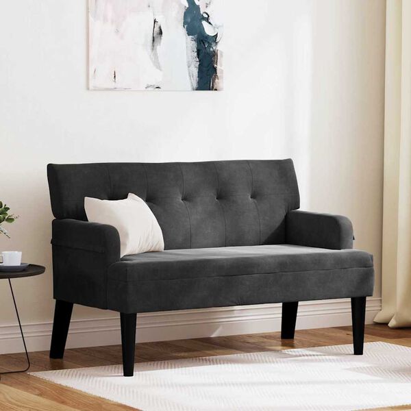 vidaXL Banco Chesterfield Preto 112 x 65.5 x 75 cm Veludo