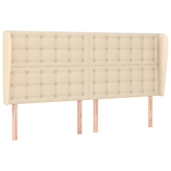 vidaXL Cabeceira de cama c/ abas tecido 183x23x118/128 cm creme