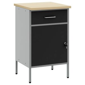 vidaXL Bancada de trabalho com gaveta Preto e Cinza 50 x 55 x 85 cm