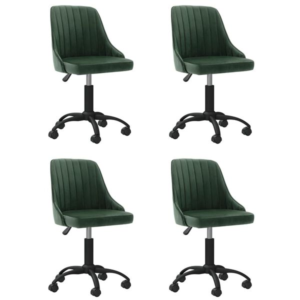 vidaXL Cadeiras de jantar girat&oacute;rias 4 pcs veludo verde-escuro