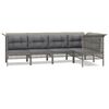 vidaXL 5 pcs conjunto lounge de jardim c/ almofad&otilde;es vime PE cinzento