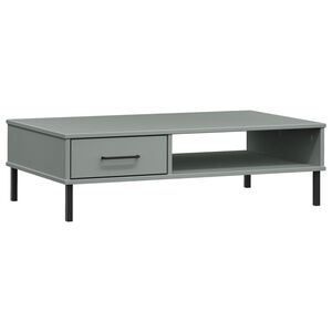 vidaXL Mesa de centro c/ pernas de metal pinho maci&ccedil;o OSLO cinzento