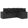 vidaXL 4 pcs conjunto de sof&aacute;s para jardim c/ almofad&otilde;es vime PE preto