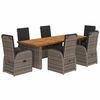 vidaXL 7 pcs conjunto de jantar p/ jardim c/ almofad&otilde;es vime PE cinza