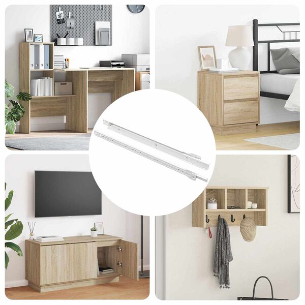 vidaXL Corredi&ccedil;a de Gaveta 2 pcs Branco 450 mm A&ccedil;o